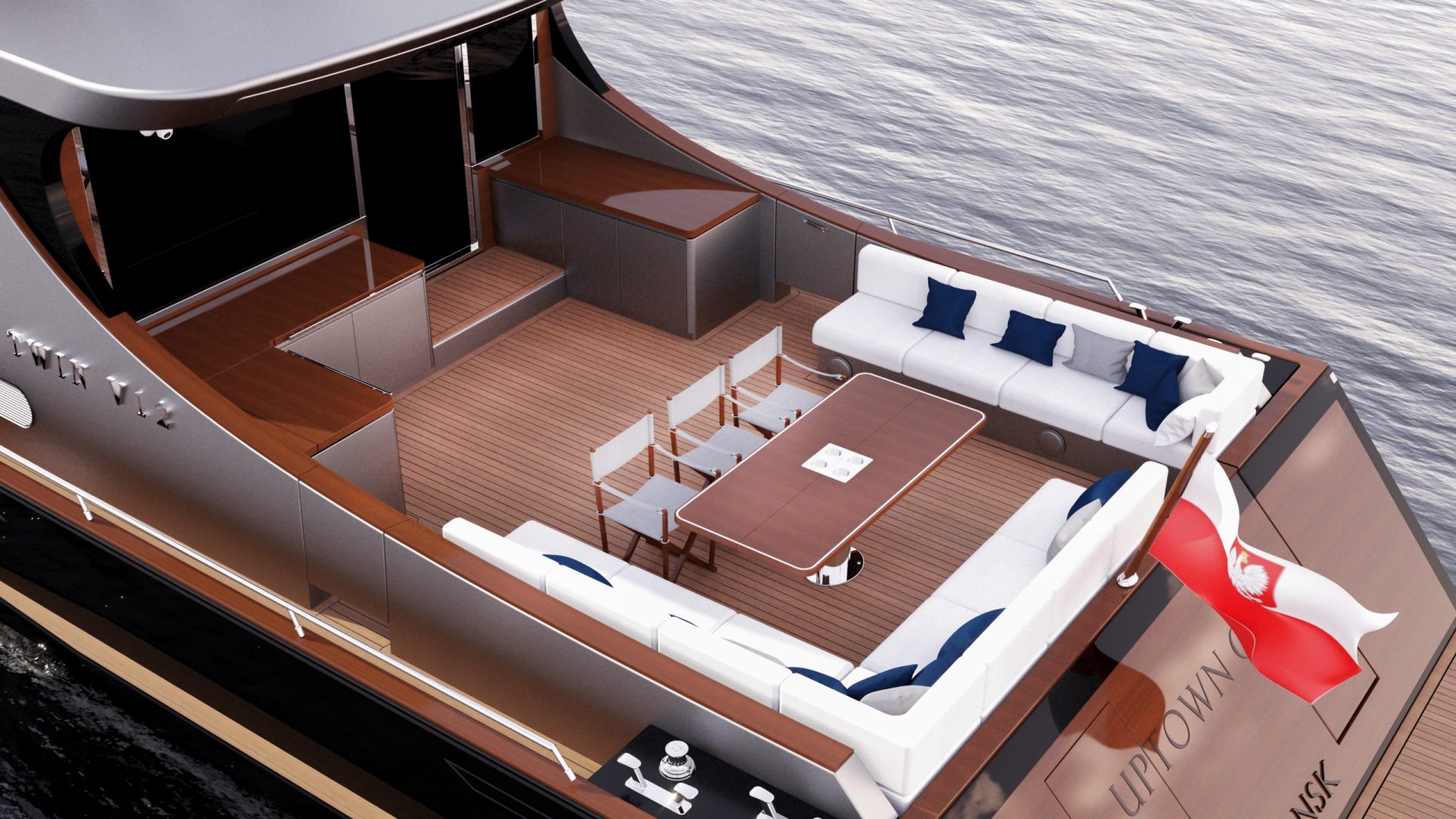 Classic motor yacht like Brand Banks, Palm Beach, Vicem but with modern design